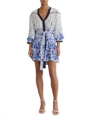 Reiss Anisa Floral-Print Belted Minidress in size 4